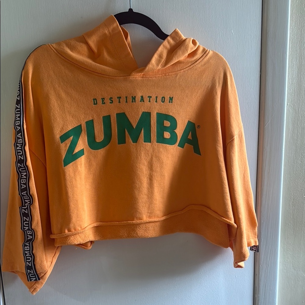 Zumba Fitness Orange Hoodie with Green Logo